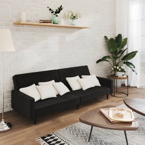 vidaXL 2-Seater Sofa Bed Black Velvet - 1 of 4