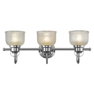 Chloe Lighting Lucie Industrial-Style 3 Light Chrome Finish Bath Vanity Wall Fixture Clear Prismatic Glass 25" Wide - 1 of 4