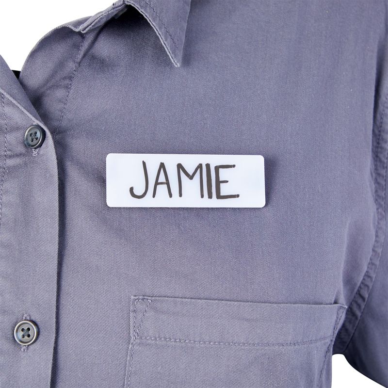 Juvale 15-Pack Blank Name Tag Pin Badges, White Blank Name Tags for Employee ID Badges, Custom Personnel Labels (3x1in), 4 of 9
