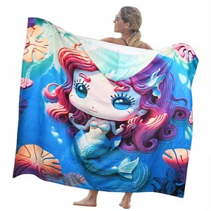 Catalonia Funny Printed Hooded Beach Towel - Quick-Dry Microfiber Sand-Free Swim Cape for Adults, Kids, Family - Lightweight Travel & Pool Cover-Up - 1 of 4