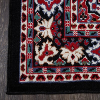 Classic Persian Style Black and Red Synthetic Area Rug Set