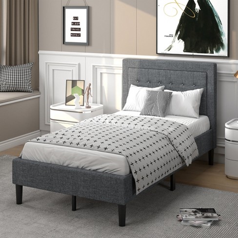 Gray bed deals frame full size