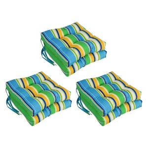 Blazing Needles, 16-inch Spun Polyester Patterned Outdoor Square Tufted Chair Cushions (Set of 6) - 1 of 2