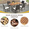 Tangkula Rectangular Acacia Wood Dining Table w/ 1.9" Umbrella Hole Patio Natural & Black - 2 of 3