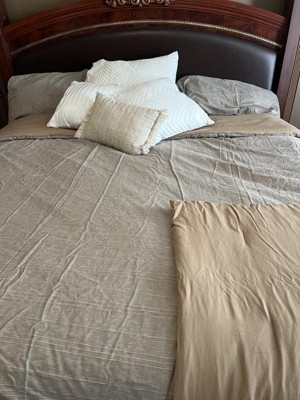 3pc Full/Queen Heathered Stripe Comforter Bedding Set Twilight Taupe -  Hearth & Hand™ with Magnolia