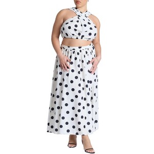 ELOQUII Women's Plus Size Flowy Printed Maxi Skirt - 1 of 4