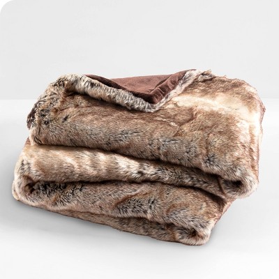 Variegated Mocha Faux Fur Fleece Throw Blanket