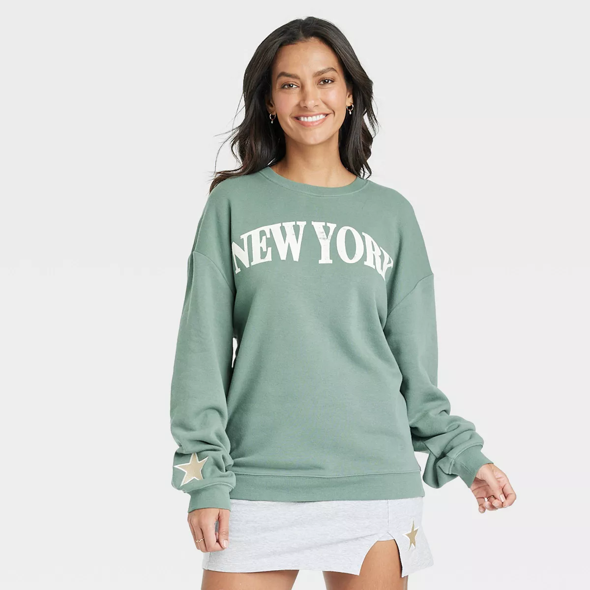 New York Graphic Sweatshirt w/ Star Sleeve