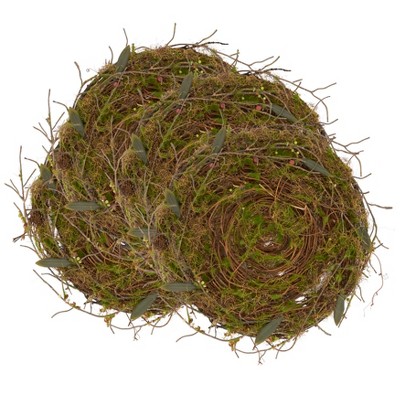 Rustic Charm Twig and Moss Round Placemats Set