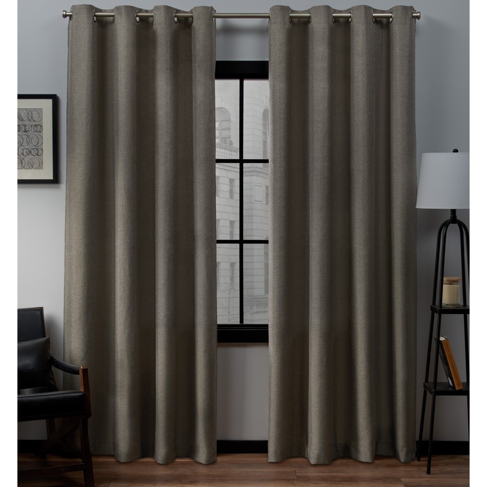 Photos - Curtains & Drapes Set of 2  Loha Linen Grommet Top Light Filtering Curtain Panels B(96"x52")