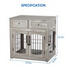 Dog Crate Furniture with Drawers,39.4'' Wooden Dog Kennel Indoor with Cushion, Crate End Table Up to 70 Lbs - 2 of 4