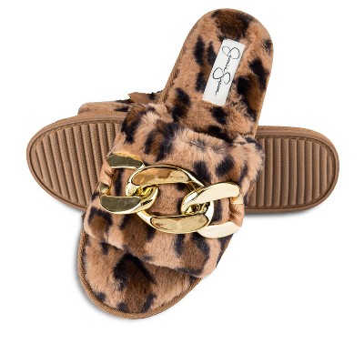 Jessica Simpson Women's Plush Faux Fur Fuzzy Slide On Open Toe Slipper ...