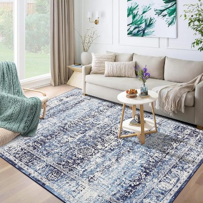 Washable Runner Rug Runner Vintage Rug Non Slip Kitchen Rugs Floral Oriental Low Pile Entryway Rug Soft Rugs Stain Resistant Carpet