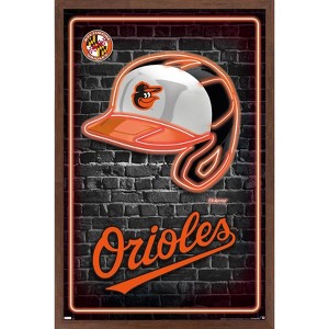 Trends International MLB Baltimore Orioles - Neon Helmet 23 Framed Wall Poster Prints - 1 of 4