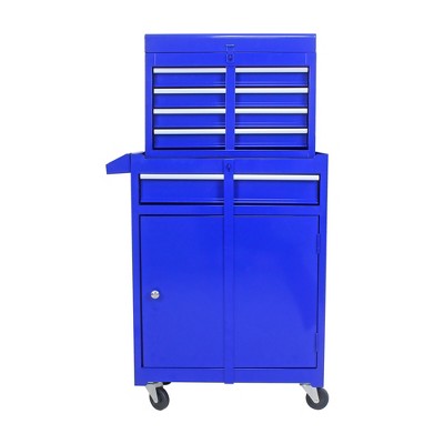 Maggift Tool Boxes and Totes, Portable with Lockable Wheels and  Drawers, Rolling Containers for Metal Tool of Cart Spaces, Blue, 20.4"*11"*24.8"
