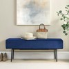 Velvet Upholstered Bench Ottoman Stool Entryway Bench for Bedroom, Soft Fluffy Velvet with Sturdy Steel Legs, Blue, 45"x13"x17" - 2 of 4