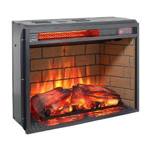 TOBILI 23 inch infrared quartz heater fireplace insert -woodlog version with brick - 1 of 4