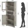 Pantry Cabinet, Tall Bathroom Storage Cabinet with Glass Doors and Adjustable Shelf, Freestanding Cupboard Tall Linen Cabinets for Kitchen, White - 2 of 4