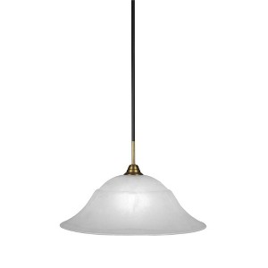 Toltec Lighting Paramount 1 - Light Pendant in  Matte Black/Brass with 20" White Marble Shade - 1 of 1