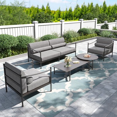 Captiva Designs Outdoor Patio Oversized Premium Conversation Sofa Set with Extra Thick Cushion and Coffee Table