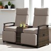 Patio Recliner Loveseat Chair with Adjustable Backrest, Storage Table, and Cushions – Outdoor Lounge Chair for Balcony, Porch, Lawn, or Patio - 2 of 4