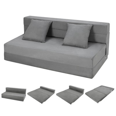 Convertible Folding Sofa Bed, Futon Sleeper Chair with Pillow, High-Density Memory Foam Sofa Bed, Foldable Mattress for Living Room/Dorm/Apartment