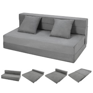 Convertible Folding Sofa Bed, Futon Sleeper Chair with Pillow, High-Density Memory Foam Sofa Bed, Foldable Mattress for Living Room/Dorm/Apartment - 1 of 4