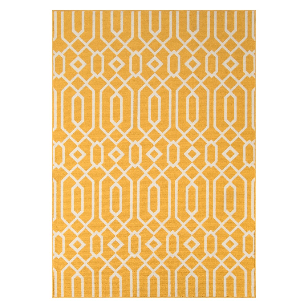 6'7inx9'6in Geometric Loomed Area Rug Yellow - Momeni