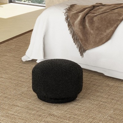 Fuji 15" Ebony Black Boucle Mushroom Footstool Ottoman
