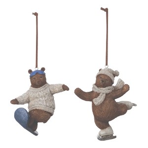 Bear Skate & Snowboard Ornament – Resin & Stone Powder – 3.5 Inch Height, Indoor Holiday Decor, Set of 4 By Melrose - 1 of 3