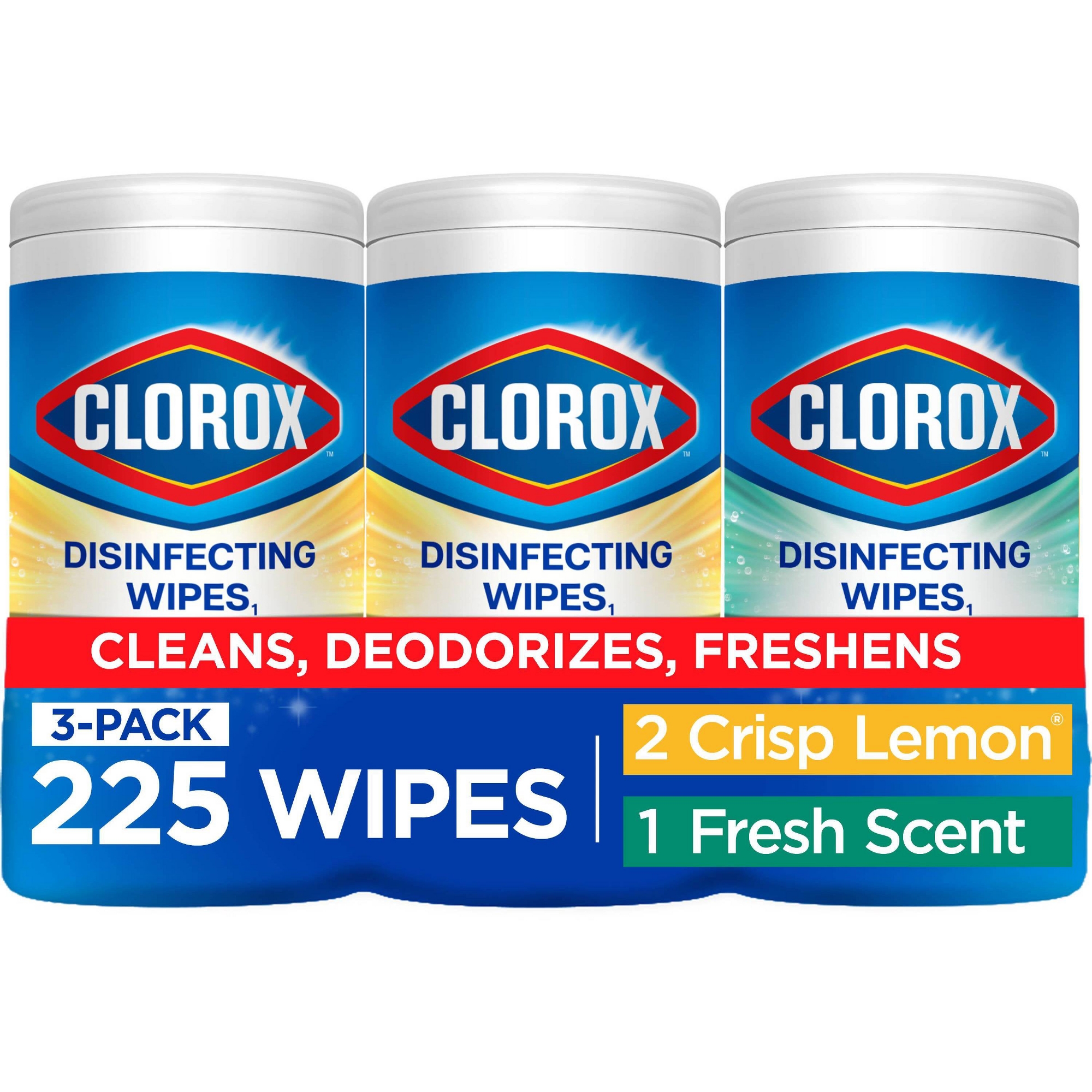 Clorox Lemon & Fresh Cleaning & Disinfecting Wipes Value Pack - 225ct/3pk