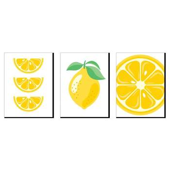Big Dot of Happiness So Fresh - Lemon - Citrus Lemonade Kitchen Wall Art, Nursery Decor and Restaurant Decorations - 7.5 x 10 inches - Set of 3 Prints