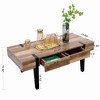 LuxenHome Oak Finish MDF Wood 2-Drawer Coffee Table with Black Metal Legs. Brown - image 4 of 4