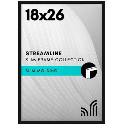 Americanflat 18x26 Poster Frame with Polished Plexiglass - Streamline Collection - Thin Border Picture Frame for Wall Display - Black