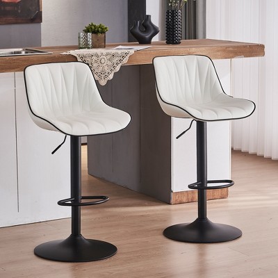 YOUNIKE Adjustable Swivel Counter Height Bar Stool Set of 2 Leather Upholstered Bar Chair Modern Barstools 18.5"Wx20.87"Dx(33.46-42.91)"H