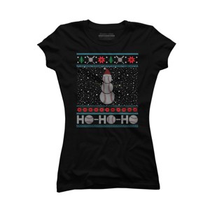 Junior's Design By Humans Christmas Baseball Snowman Ugly Christmas Xmas By pahari T-Shirt - 1 of 3