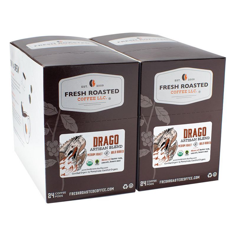 Fresh Roasted Coffee - Organic Drago Artisan Blend Medium Roast Single Serve Pods - 48CT, 3 of 5