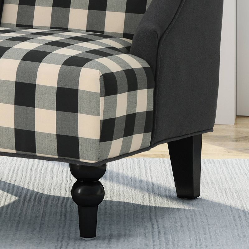 Toddman High-Back Club Chair Checkerboard Black/Dark Charcoal - Christopher Knight Home, 5 of 7