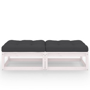 vidaXL Patio Furniture 2 pcs Outdoor Patio Ottoman for Garden with Cushions - White - 1 of 4