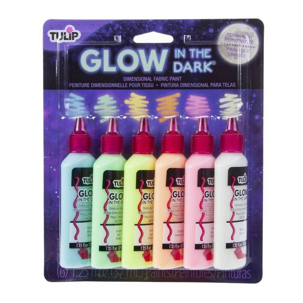 Photos - Creativity Set / Science Kit Tulip 6ct 1.25 fl oz Dimensional Fabric Paint - Glow in the Dark