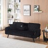 Okak Minimalist Sofa Couches for Living Room Convertible Loveseat Sofa Bed Straight-line Corduroy with Adjustable Backrest & Cup Holder, Black - 2 of 4