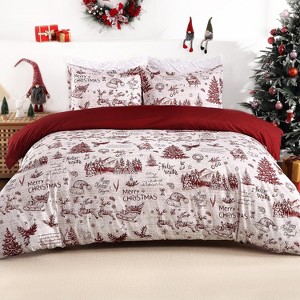 Christmas Duvet Cover Queen Size - Christmas Holiday Printed Duvet Cover Set for Kids, Soft and Breathable Christmas Decorations Bedding Set - 1 of 4