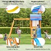 3 in 1 Swing Set Wooden Outdoor Swing Set Children Playset with Slide, 2 Swings and Climber for Garden, Backyard and Playground, Blue/Green-ModernLuxe - 3 of 4