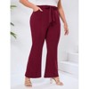 Coolmee Womens Plus Size Bell Bottom Pants Tie Front Fashion Outfits Pockets Spring Fall Pants Slim Business Casual Work Pants - 2 of 4