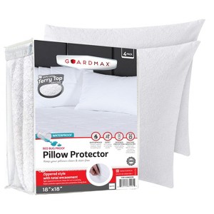 Guardmax Terry Cotton Waterproof Pillow Protector with Zipper - White (2 Pack) - 1 of 4