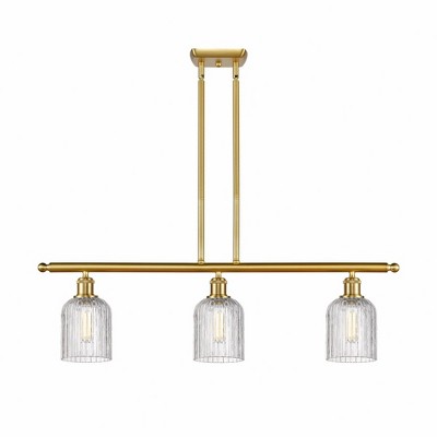 Bridal Veil - 3 Light Stem Hung Island In Art Deco Style-9.5 Inches Tall and 36 Inches Wide