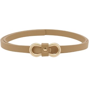 INSPIRE CHIC Women's Skinny Extra 8-Shaped Golden Buckle Holeless Waist Belts - 1 of 4
