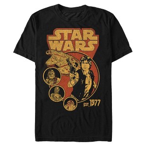 Mens Star Wars Distressed Classic Logo Est 1977 T Shirt - 1 of 4