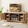 Whizmax Rattan TV Stand for 65 inch TV, Boho Entertainment Center with 2 Rattan Doors, Modern Media TV Console for Living Room Bedroom, Natural Oak - 3 of 4
