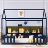 KIGFTSOD Twin Size House Bed with LED Light, Wood House Bed with Storage Bookshelf, Floor House Bed with Guardrails for Kids - 3 of 4
